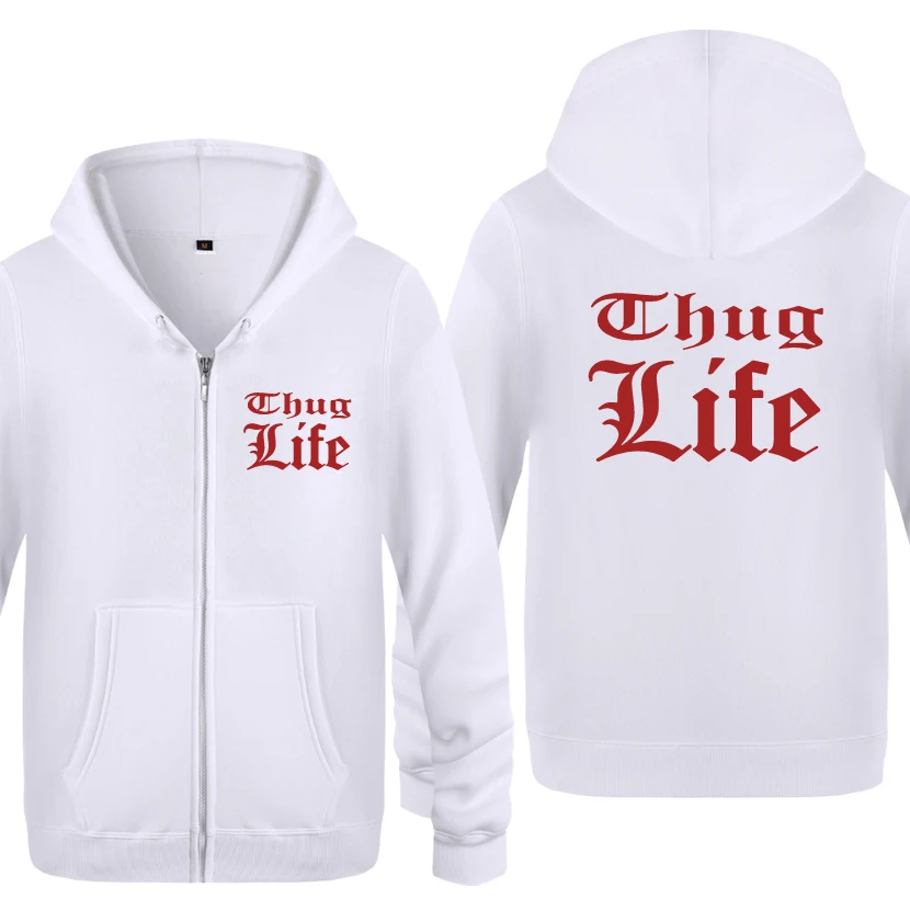 Thug Life Tupac 2PAC Rock Rap Hoodies Men 2018 Men's Fleece Zipper Cardigans Hooded Sweatshirts | Мужская одежда