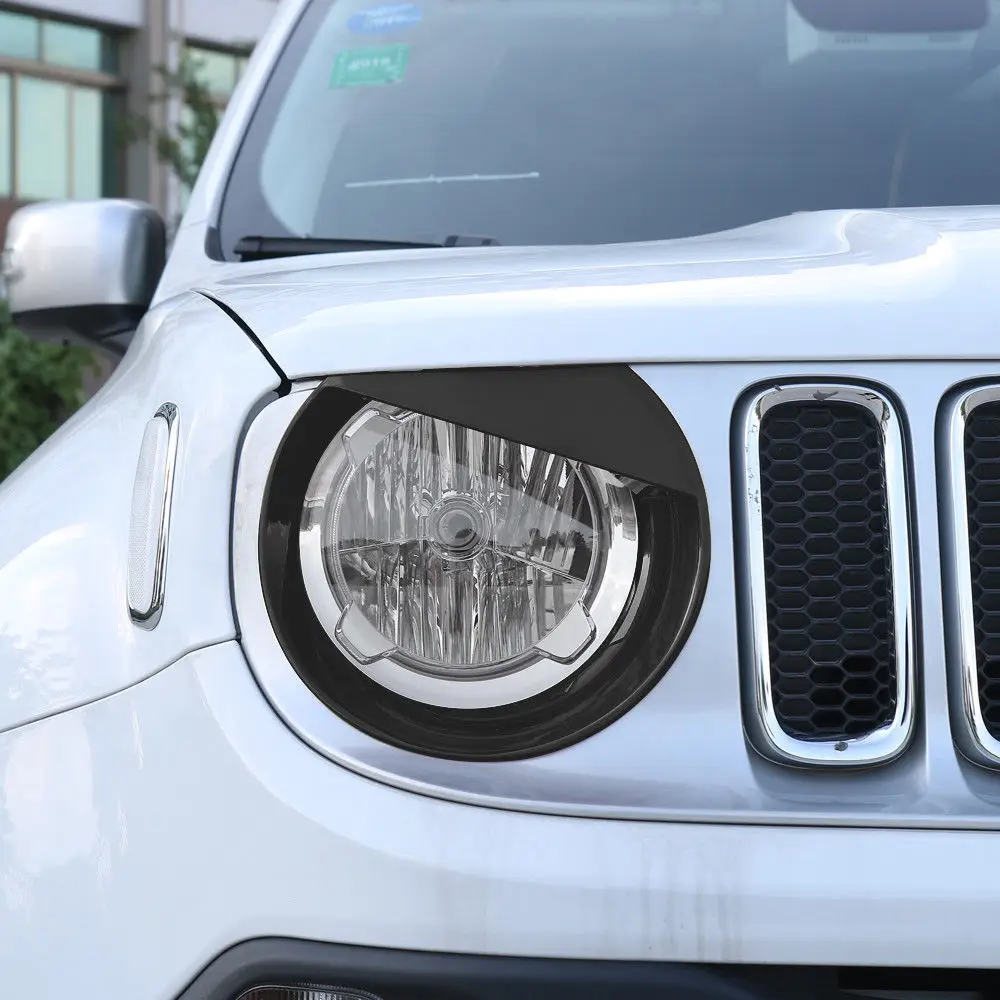 Для Jeep Renegade 2015 2018 черный комплект для отделки передней фары|Хромирование| |