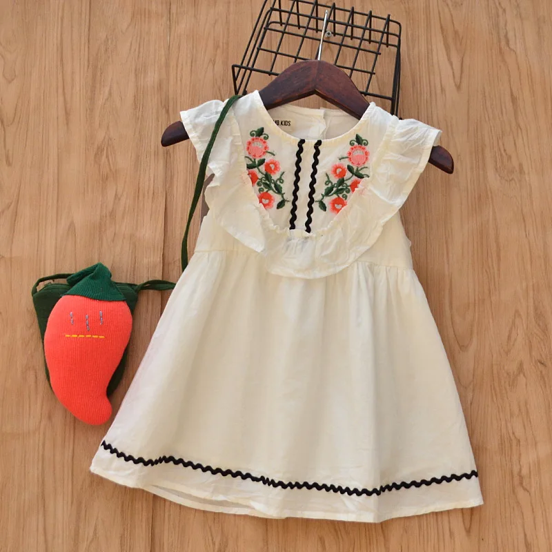 Летнее платье с оборками для маленьких девочек хлопковая повседневная детская