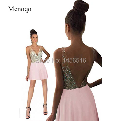 

Women's V Neck Mini Short Homecoming Dresses Backless Prom Party Dresses