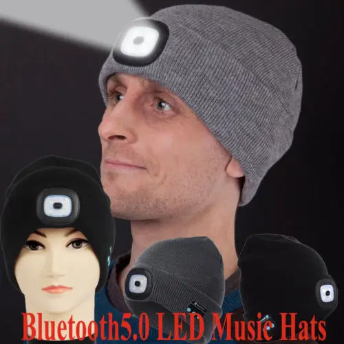 Моющаяся Bluetooth 4 LED музыкальное бини шляпа гарнитура заряжаемая через интерфейс USB