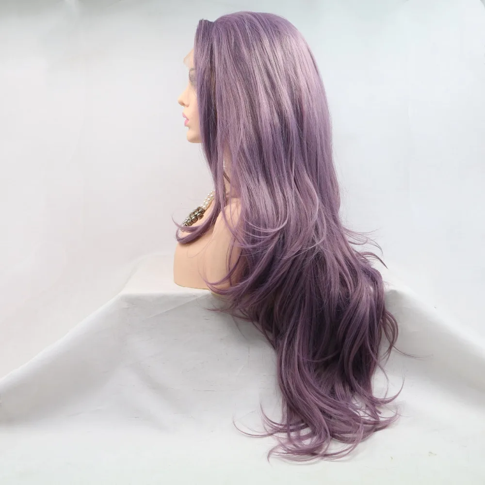 Marquesha фиолетовые синтетические кружевные передние парики длинные волнистые