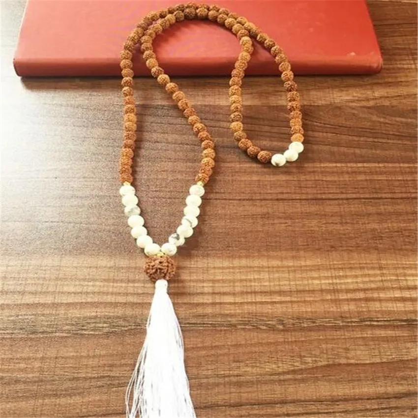 Браслет Howlite Rudraksha 8 мм 108 натуральный чакас Sutra волшебная энергия счастливая цепь