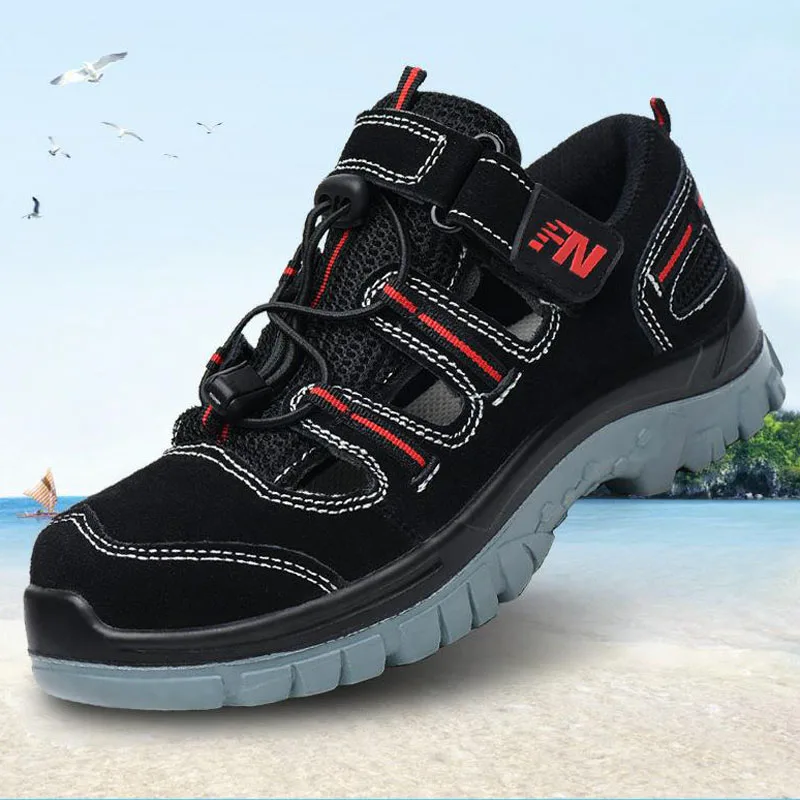 Safety Shoes Cap Steel Toe Shoe Boots For Summer Man Work Men Breathable Mesh Size Footwear Wear-resistant DXZ015 | Безопасность и