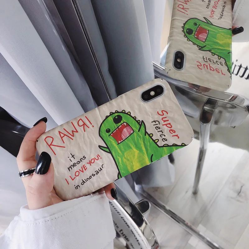 Модный милый зеленый динозавр мультфильм аниме Полный Чехол для iPhone X XS XR XSMax 8 7 6