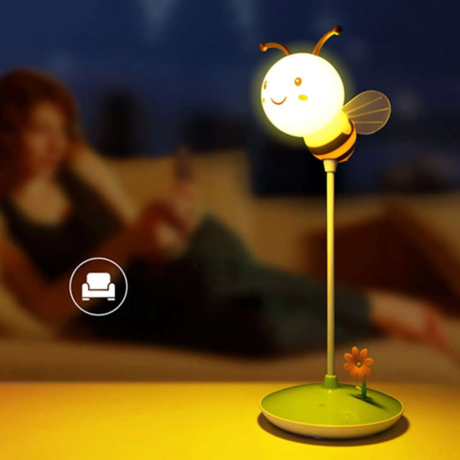 USB зарядка LED пчела ночник 5 в трогательная Настольная лампа с регулируемой