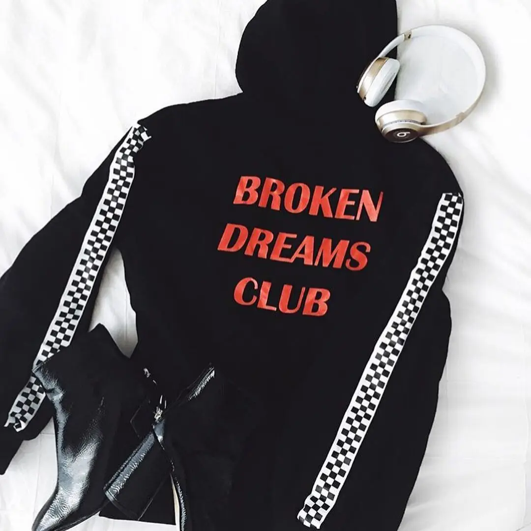 Harajuku Broken Dreams Клубная толстовка с буквенным принтом осенне-зимние топы свободная