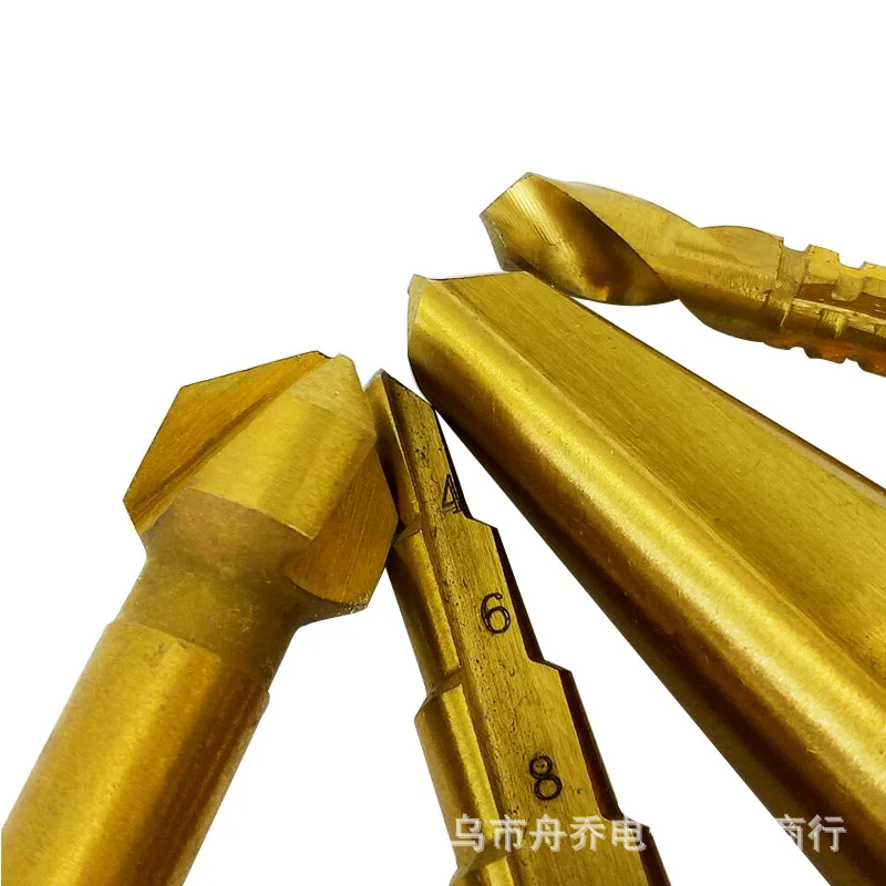 Высокое качество 4 шт. ступенчатое сверло HSS с титановым покрытием треугольная