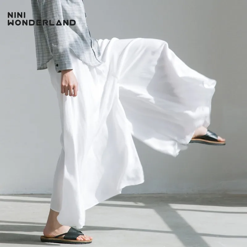 NINI WONDERLADN 2019 летние широкие брюки женские свободные большие с эластичной талией