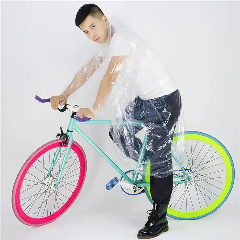 Одноразовые плащи с капюшоном на шнурке эластичные рукава прозрачные для