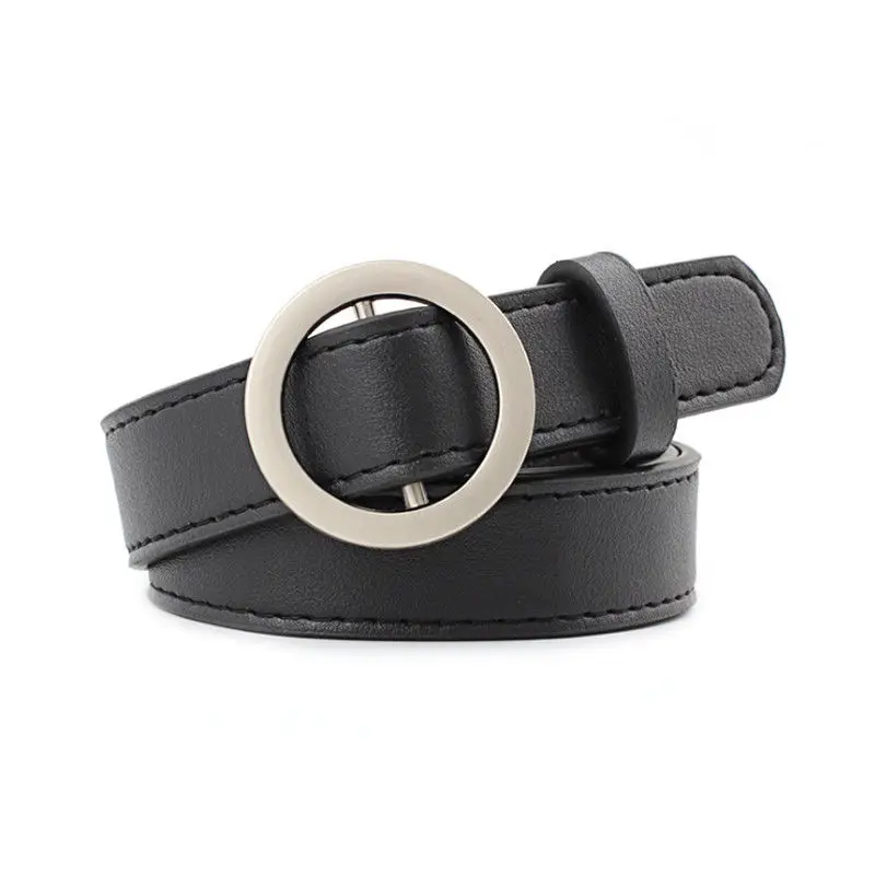 Новинка 2018 круглый металлический женский ремень из искусственной кожи золотого