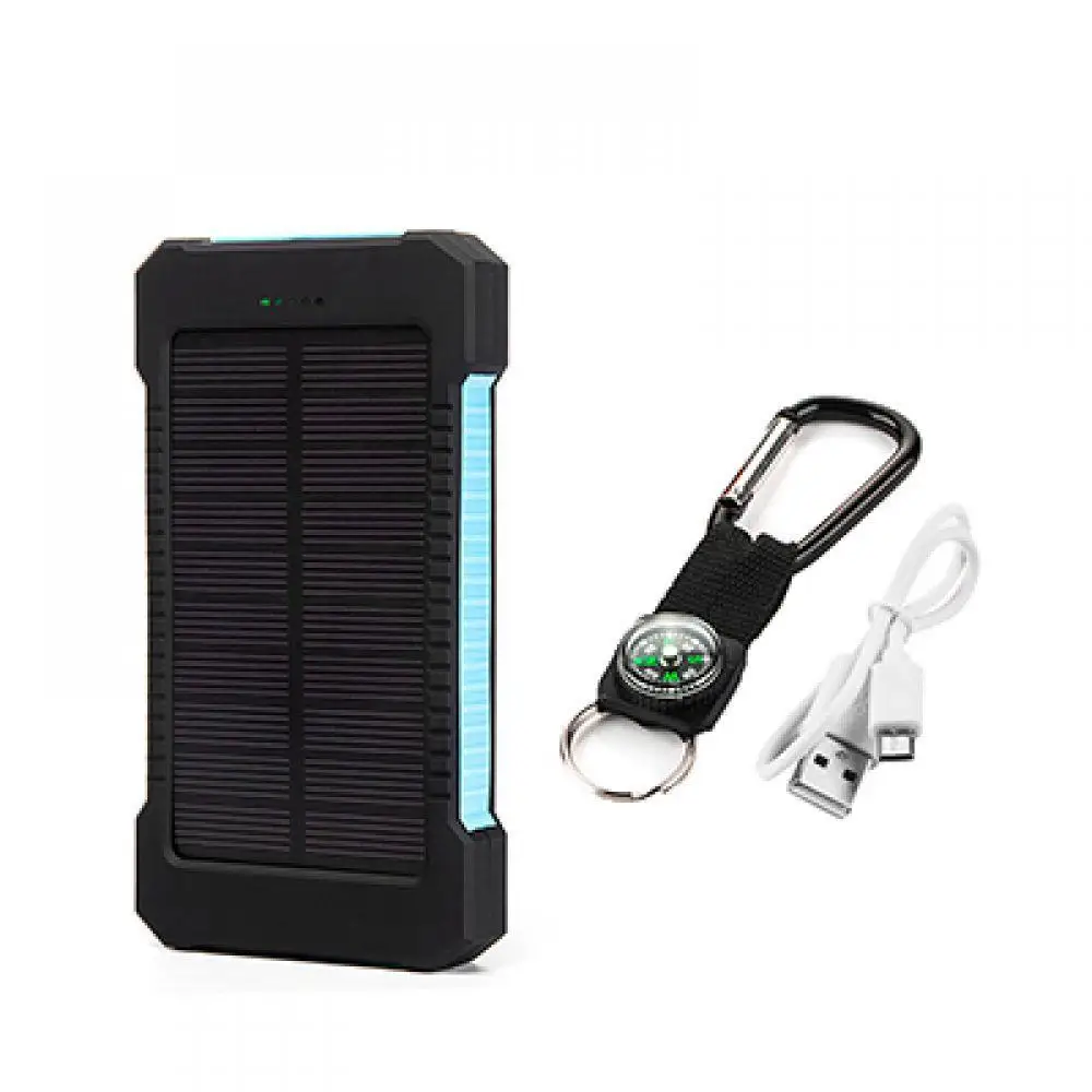 Горячая солнечное зарядное устройство 10000mAh power Bank водонепроницаемый 2 внешнее зарядное usb-устройство для аккумулятора телефона повербанк с светодиодный светильник для xiaomi