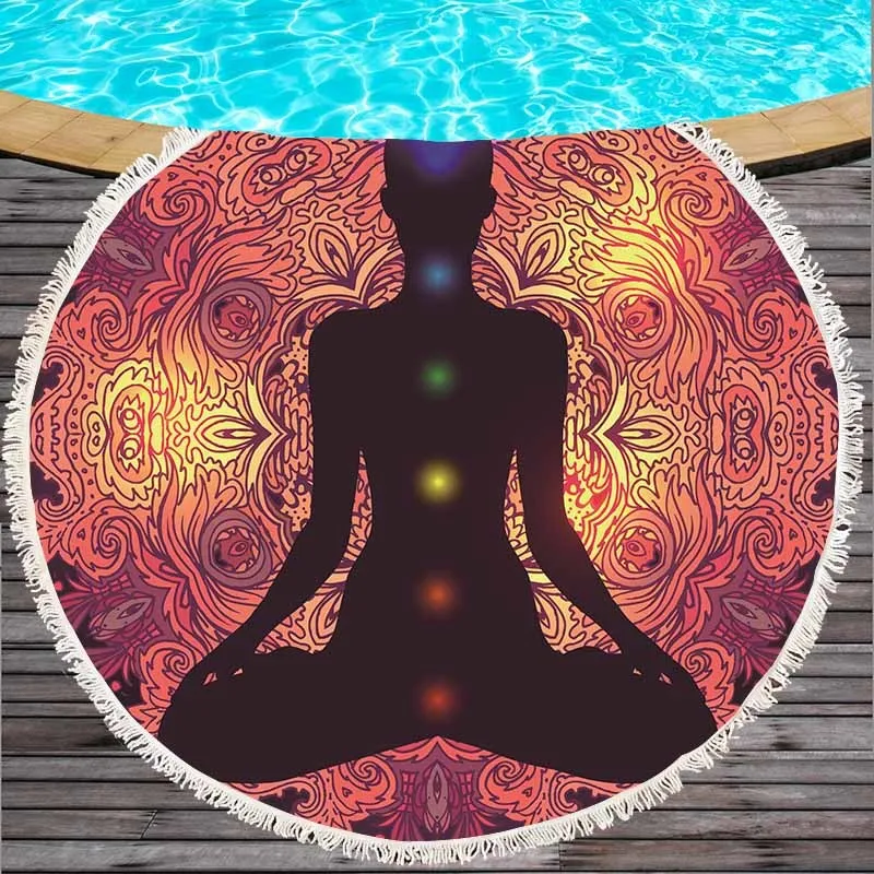 Круглое Большое пляжное полотенце из микрофибры 150 см | Дом и сад