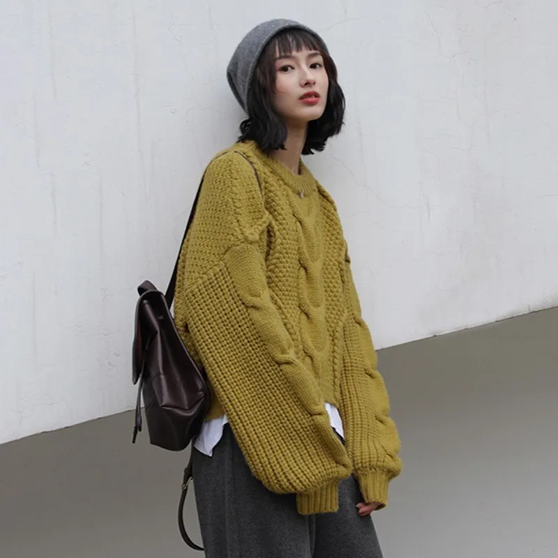 TWOTWINSTYLE Knitting Pullover Tops Female O Neck Lantern Long Sleeve Short Sweater Women Casual Fashion 2019 Spring Autumn | Женская