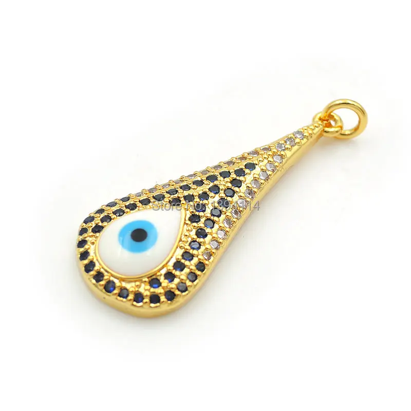 28*10*3 мм микро паве прозрачный CZ подвеска с эмалированным белым глазом подходит