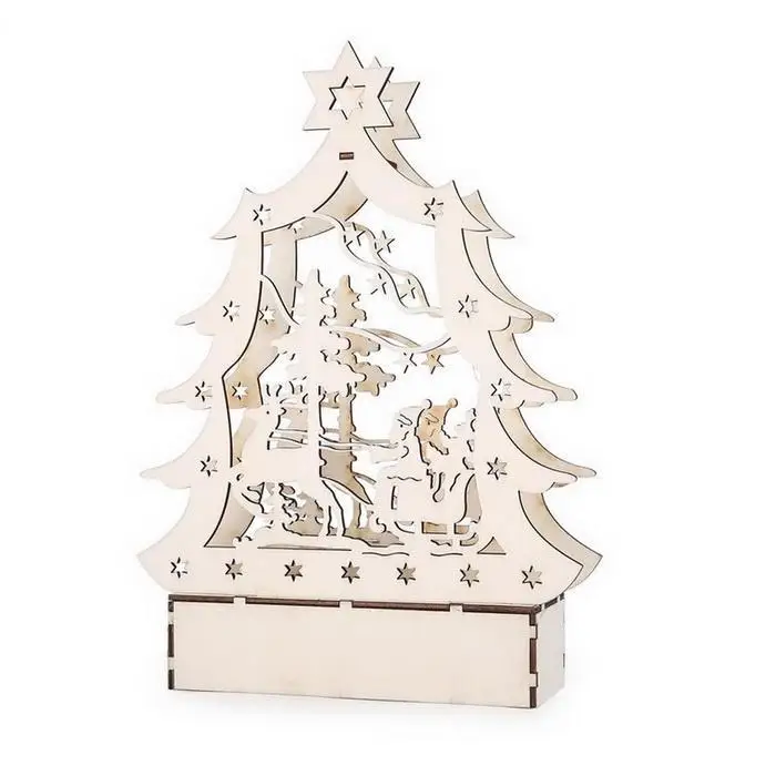 Светящаяся Деревянная Рождественская елка рождественское окно витрина хаки