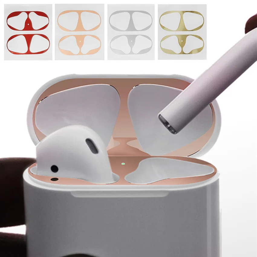 Металлическая защита от пыли Защитная Наклейка для Apple AirPods чехол аксессуар