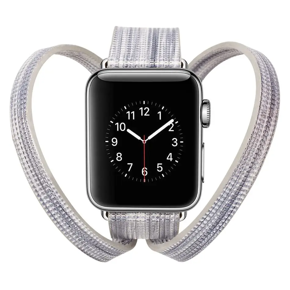 Ремешок кожаный для Apple Watch 4 44 мм 40 двухрядный браслет звездного цвета подходит 3 2
