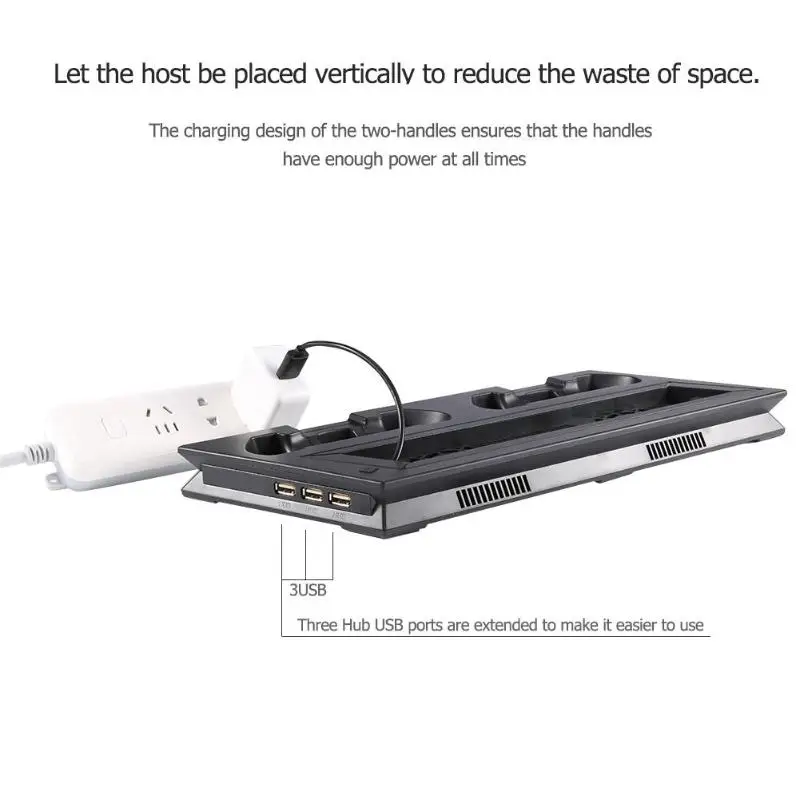 Для PS4 тонкий вертикальный стенд двойной вентилятор охлаждения контроллер