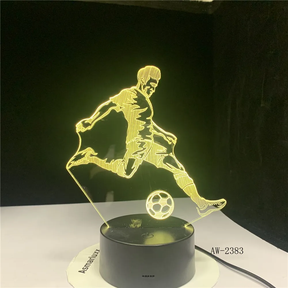 3D Светодиодная настольная лампа для детской спальни сна игры в футбол с