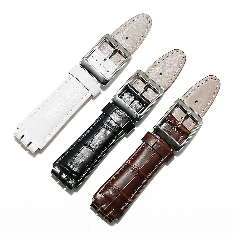 

Watch accessories leather strap men's pin buckle 17mm19mm for Swatch baby calfskin strap sports waterproof watch band