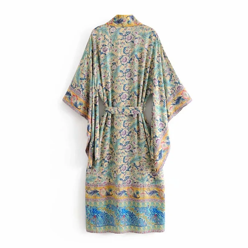 VOGUEIN новые женские с павлином и цветочным принтом пляжные Boho галстук ремень