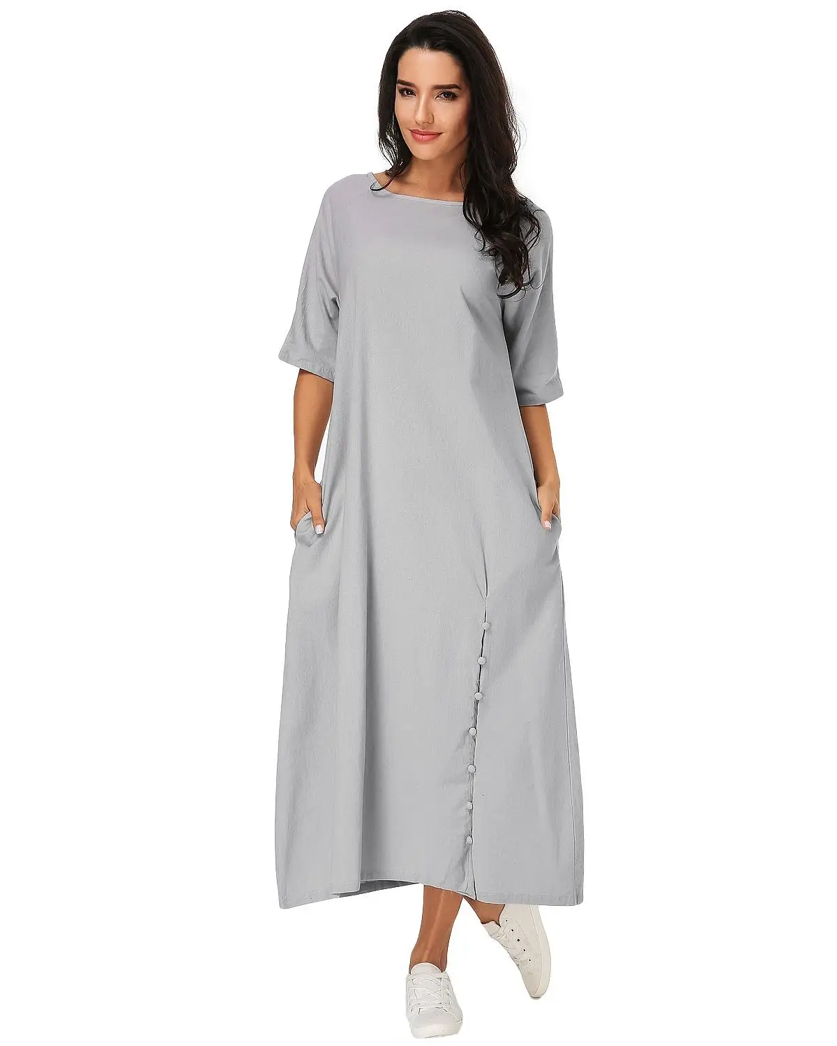 Женское Повседневное платье-трапеция элегантное свободное однотонное платье до