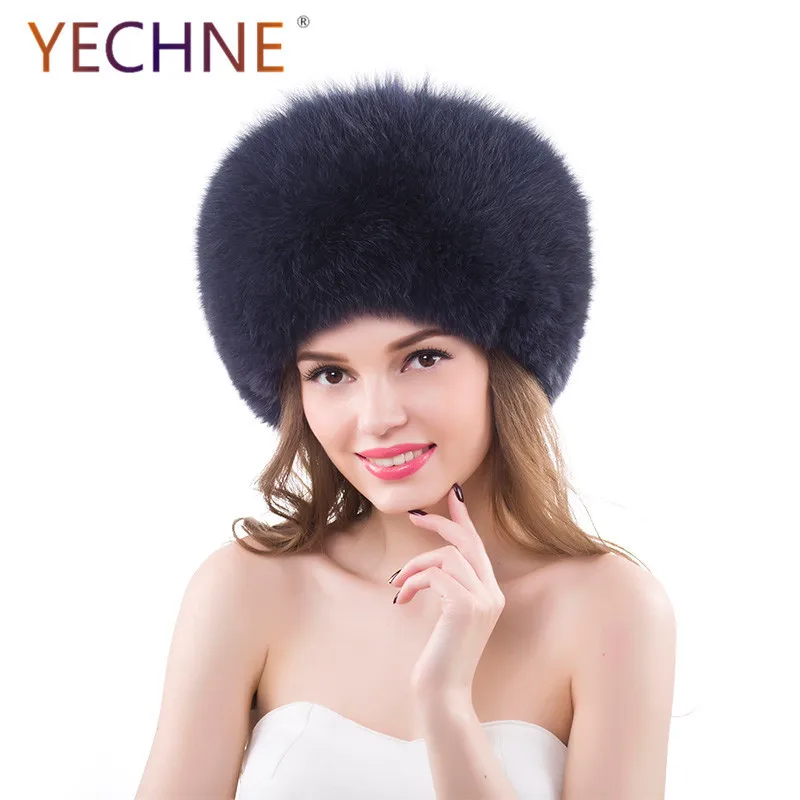 YECHNE Мужская и женская шапка унисекс из натурального меха енота/лисы с хвостами
