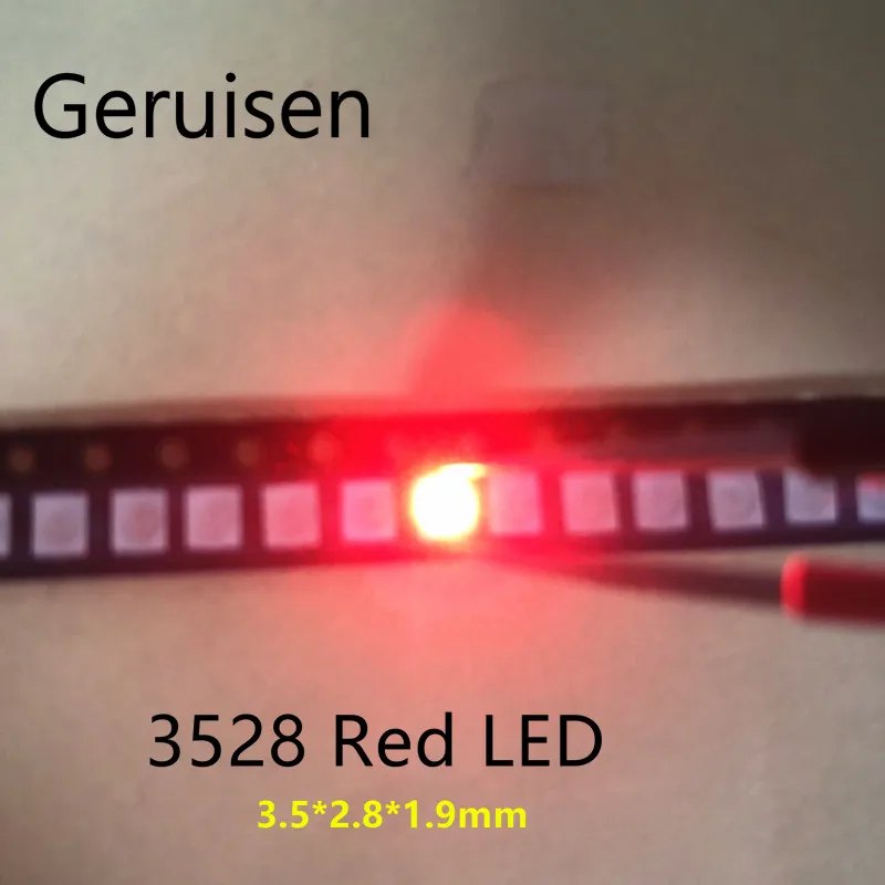 2000PCS 12-20LM 2835 Red 1210 SMD LED 0.2W high bright light emitting diode chip leds 620-625NM PLCC-2 60Ma SMD/SMT 3528 | Освещение