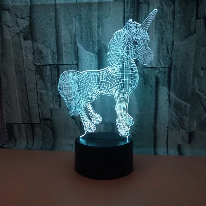 YIMIA Novelty Gift USB 7 Colors Changing Mini Unicorn Horse Model LED Night Light 3D Table Desk Touch Lamp Children | Освещение