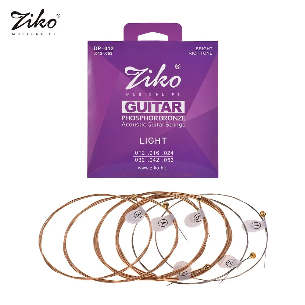 

ZIKO DP-012 6pcs Acoustic Guitar Strings Hexagon Alloy Wire Phosphor Bronze Wound Corrosion Resistant Guitar Parts & Accessories