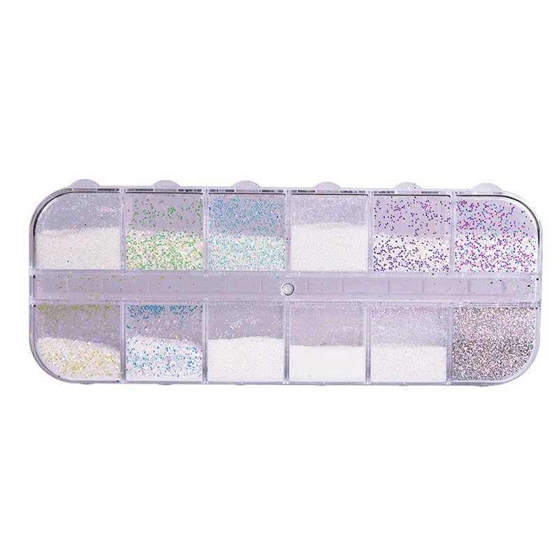 3D дизайн ногтей * блестящие белый переливающийся Блеск порошок пыли смесь горшок