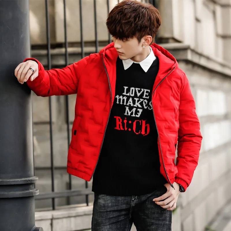 Зимние теплые короткие Фонд пуховики и парки для мужчин даже шляпа мужской