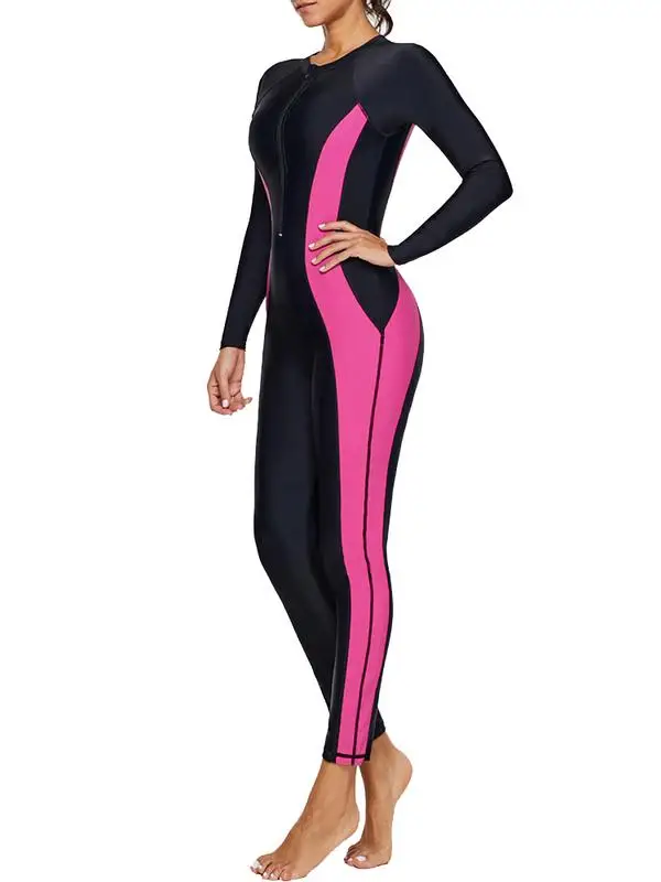 Better Hourglass Accent Zip Front Wetsuit Female Full Body Rashguard Long Sleeve Swimsuit Jellyfish Suit Snorkeling Surfing Dive | Спорт и