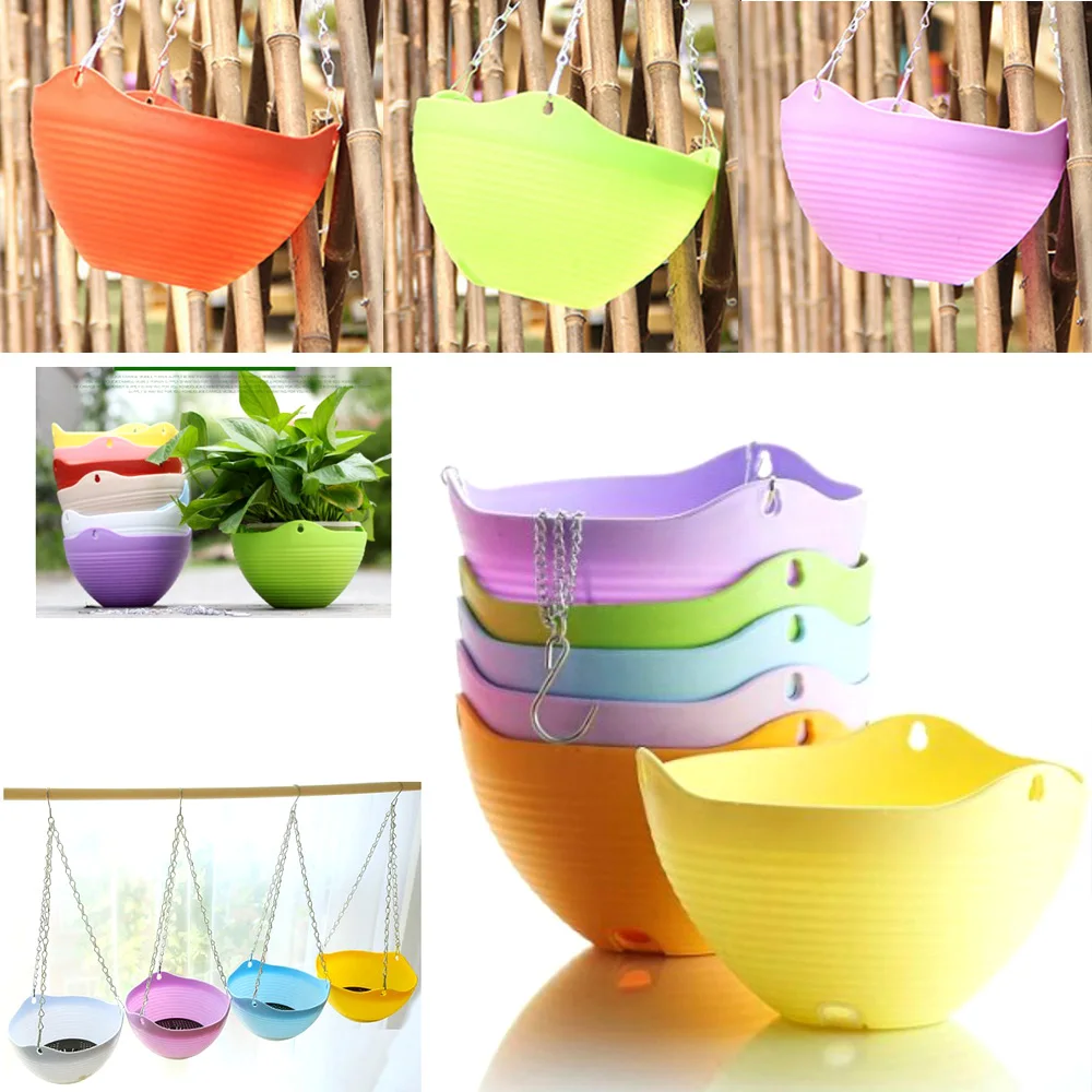 AFBC 6pcs Hanging sown baskets indoor / outdoor hanging pots plant holding hooks home decor - mixed color | Дом и сад