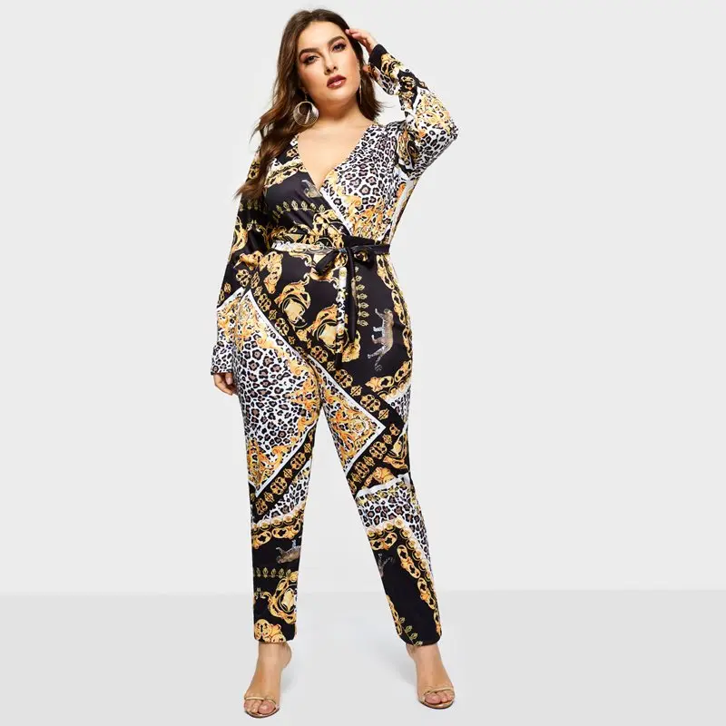 Женский комбинезон с леопардовым принтом сексуальный клубный глубоким v