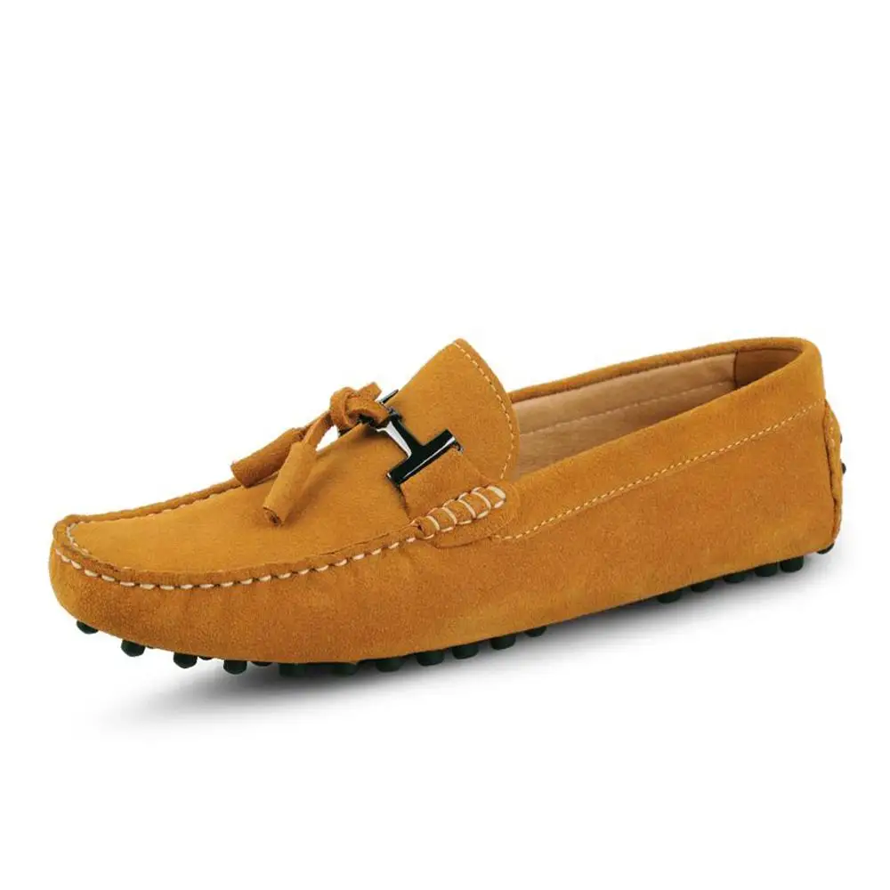 Mens Casual Shoe Loafers Genuine Leather Shoes Men Big Size 46 Driving Boat Slip-on Suede Dress 2019 New | Обувь