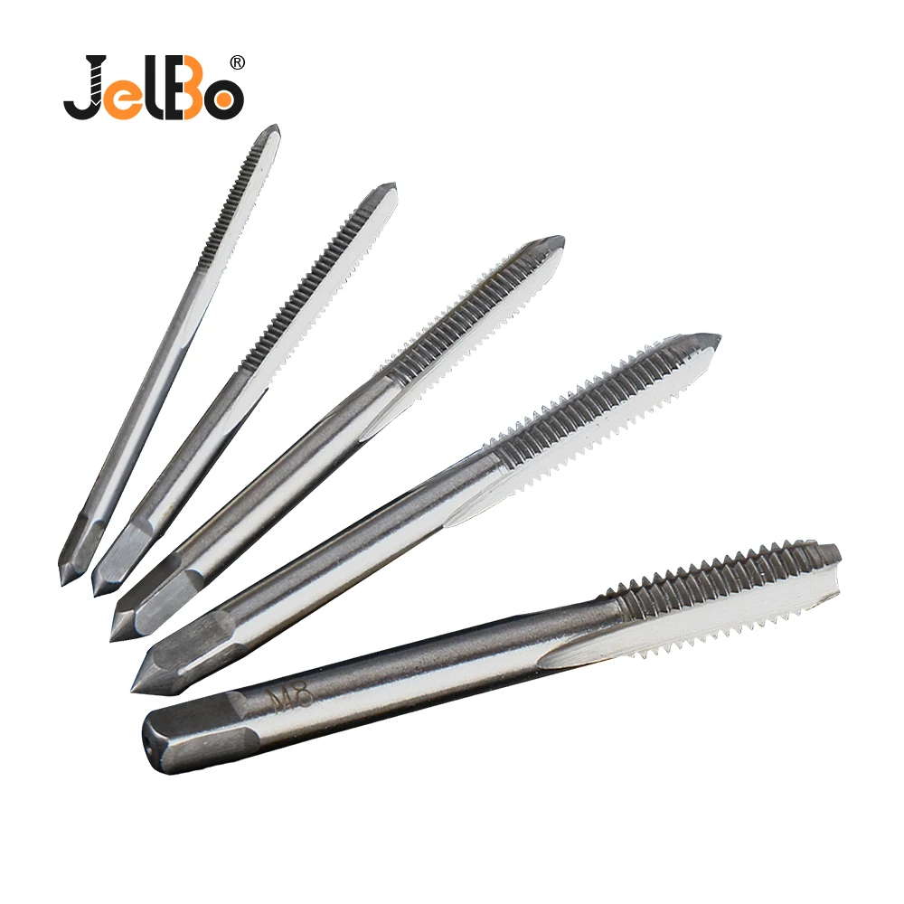 JelBo 5 шт. ручной станок Резьбовая резьба Tapper M3/M4/M5/M6/M8 Метрическая вилка кран сверло