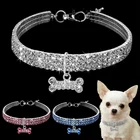 Ошейник для домашних питомцев, ошейник для собак со стразами, роскошные стразы для маленьких и средних собак, аксессуары