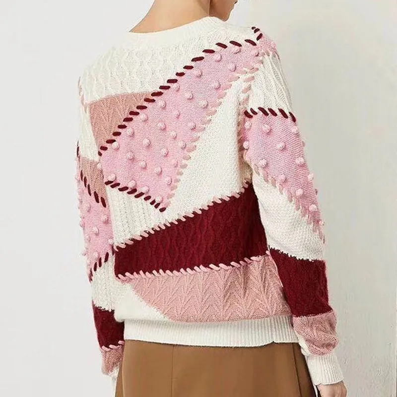 TWOTWINSTYLE вязаный пуловер топы для женщин с круглым вырезом длинным рукавом в стиле