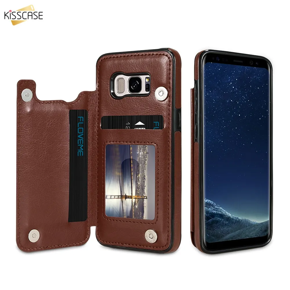Чехол из искусственной кожи в стиле ретро KISSCASE для Samsung S10 S8 S9 Plus с откидной