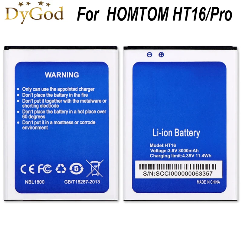 

For Homtom HT16 Battery for Homtom HT16 Pro Bateria Batterij Accumulator 3000mAh