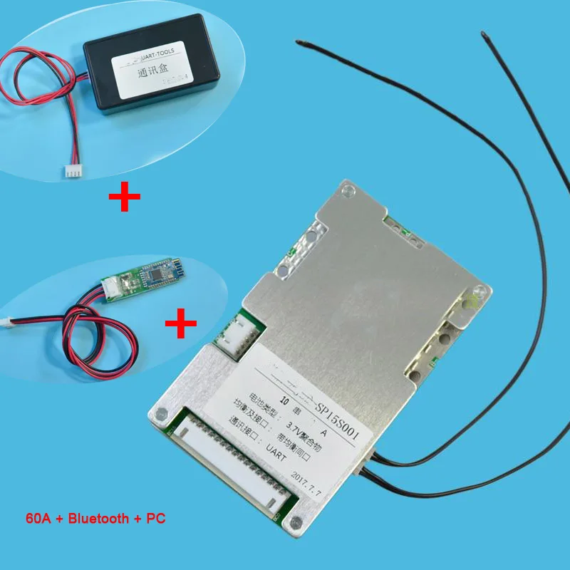 15 S 55 5 в 60A 20A умный литий ионный аккумулятор защита плата BMS система Bluetooth телефон