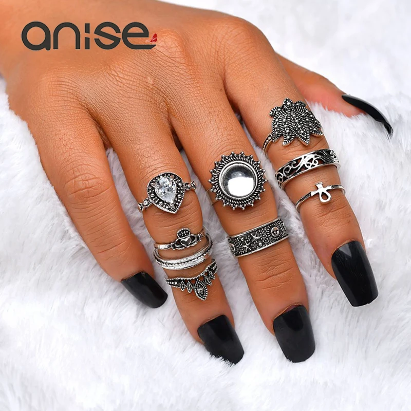 Женский комплект колец с тотемной короной Anise 9 шт./компл. изысканный богемный
