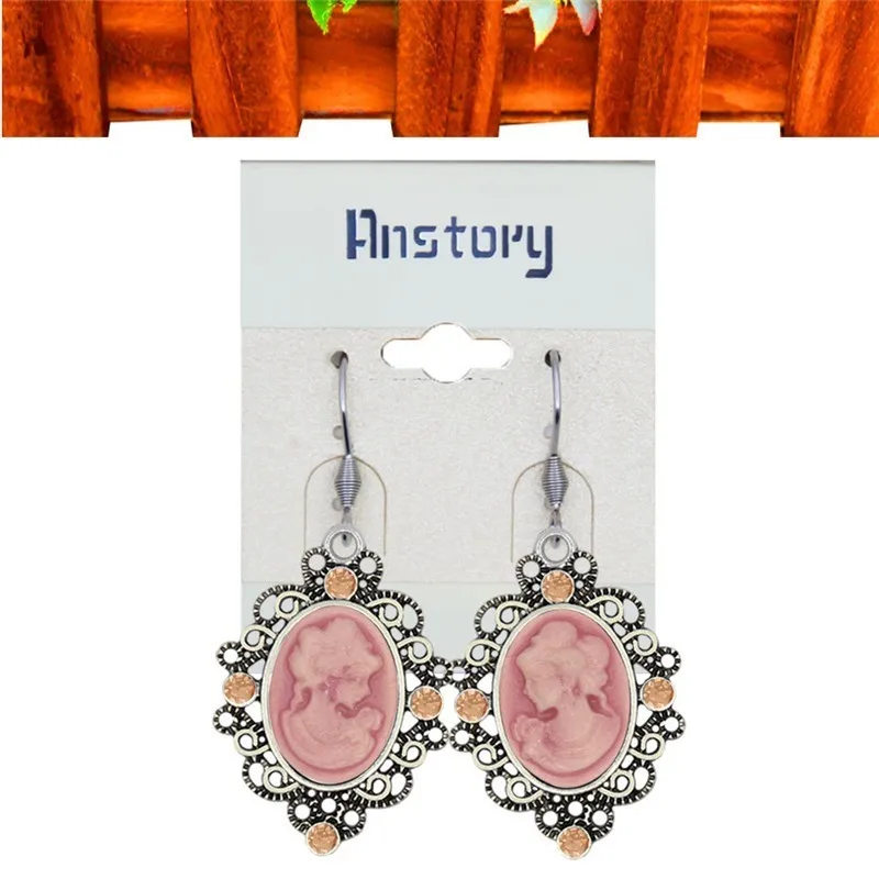 Oval Lady Queen Cameo Crystal Jewelry Set Antique Silver Plated Necklace Earrings Bracelet Fashion TS463 | Украшения и аксессуары
