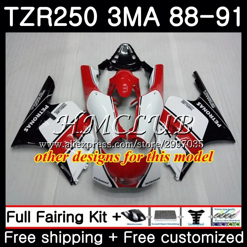 Корпус обтекателя Для YAMAHA красный белый цвет Φ 3MA TZR 250 1988 1989 1990 1991 5h3 TZR250RR TZR250 RS RR YPVS