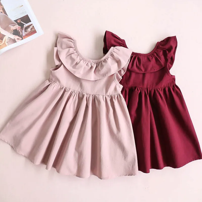 Wholesale Baby Dress Girl Retro Cotton Blend Blouse Sleeveless Backless Crochet Pattern Princess Party Dejo | Детская одежда и