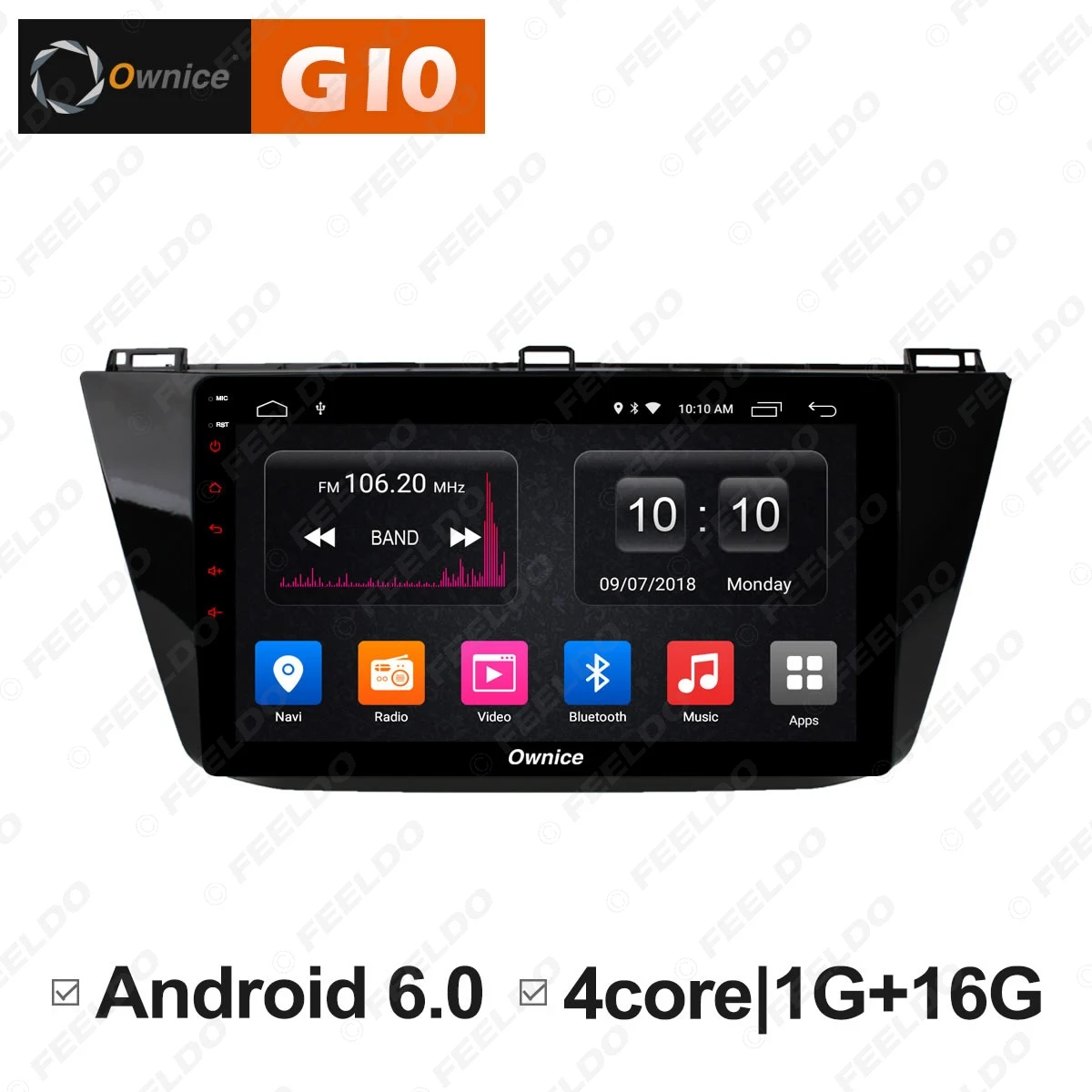FEELDO 10 1 &quotAndroid 6 0 4 ядерный/DDR3 1G/16G/поддержка 4G ключ автомобильный медиаплеер с GPS/FM/AM
