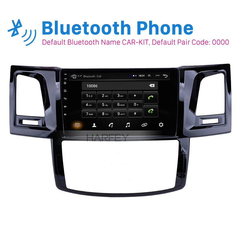 Головное устройство Harfey с GPS Навигатором 9 &quotBluetooth-радио Android 1 для Toyota Fortuner Hilux