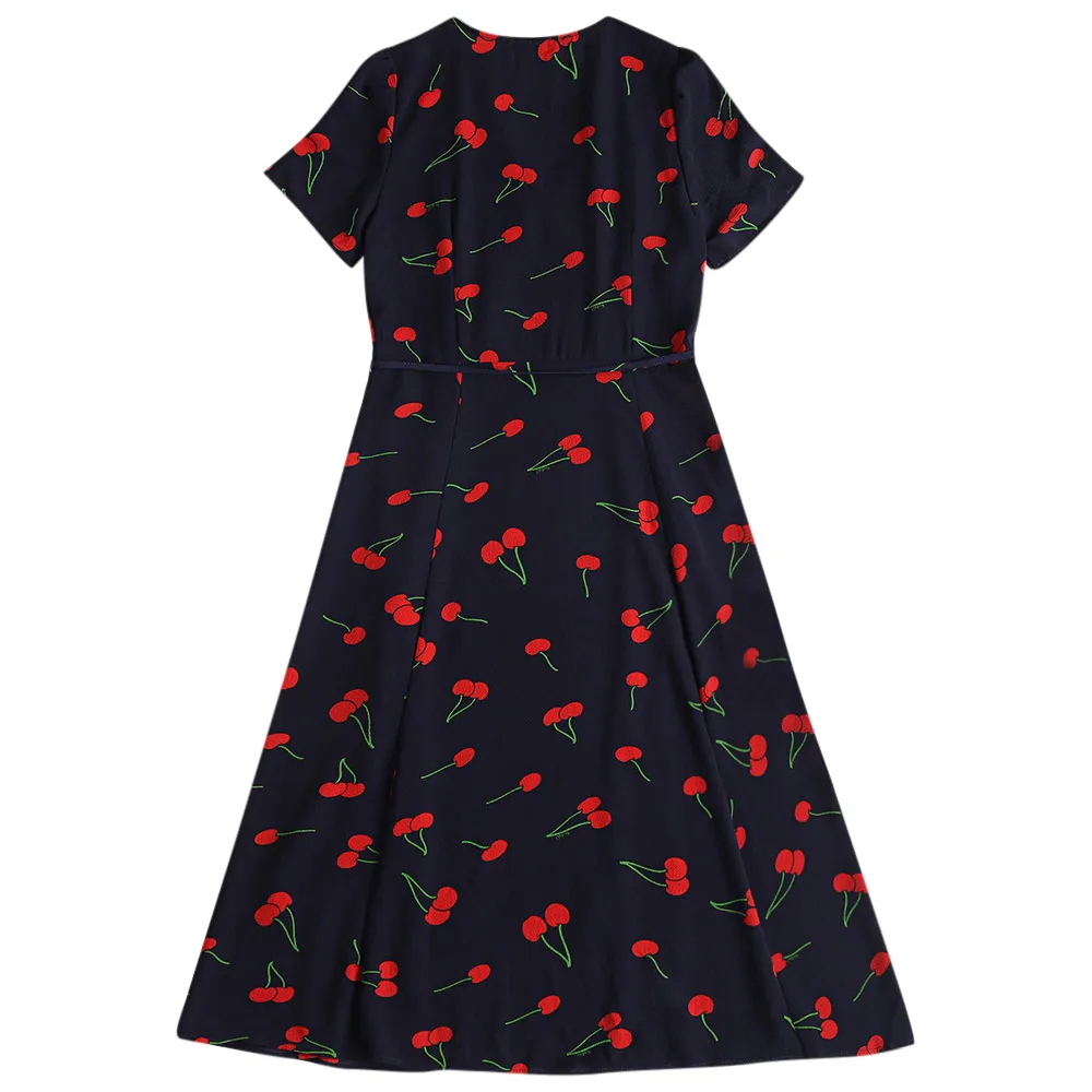 Женское длинное платье VESTLINDA облегающее офисное в стиле ретро с принтом вишни v